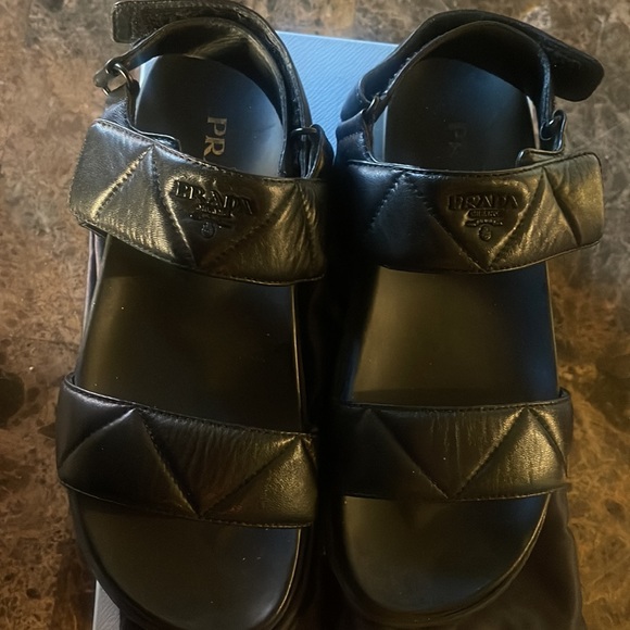 Prada sandal/ angle strap. Thick sole stretchy ankle strap. Sz 9.5 Napa sandal - Picture 9 of 9